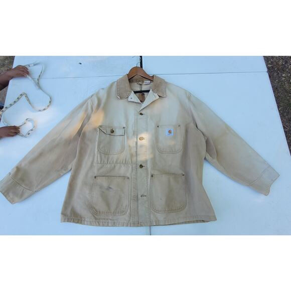 Vintage Carhartt Chore Barn Coat Canvas Jacket Corduroy Collar - Picture 6 of 11